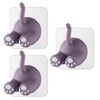 3 Pack Decorative Cartoon Adhesive Hook, Animal Tail Hooks for Wall, Self Adhesive Razor Toothbrush Plug Cable Shave Holder Waterproof for Bathroom, Utility for Hanging Towel Keys (Gray)