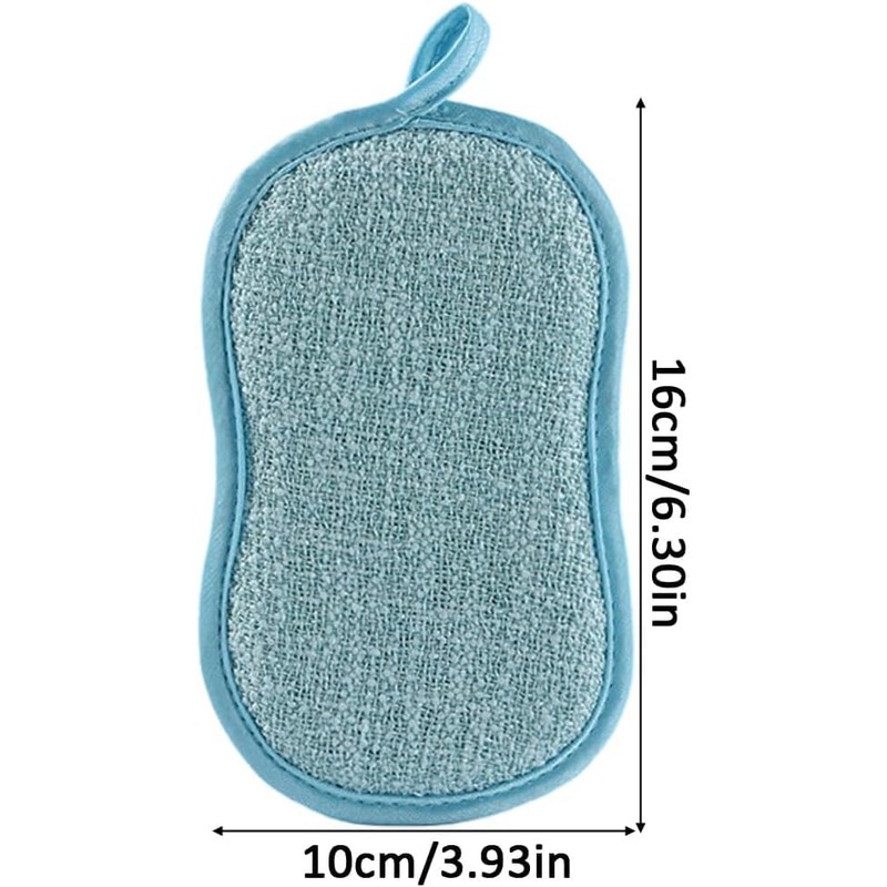 6PCS Reusable Sponges Kitchen Double-Side Microfiber Sponge Non Scratch Microfiber