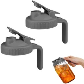 2 Pack Regular Mouth Flip Cap Mason Jar Lids for Mason Jars - Airtight Flip Cap Design with Handle, Ensures Leak-Proof and Long-lasting Performance (Gray)