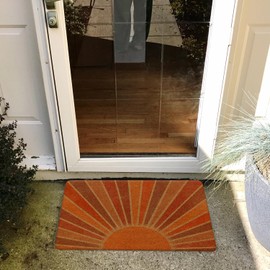 Nogrit Boho Coir Doormat for Outdoor Entrance Front Door Mats Boho Welcome Mat Door Mat Outdoor Indoor Door Mats for Entryway, 17x30 (Retro Sun)