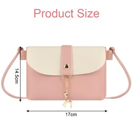 Ainiv Girls Crossbody Bag, PU Leather Shoulder Handbag, Cute Deer Pendant Crossbody Purse, Mini Adjustable Strap Shoulder Bag for Girls Kids Toddler Teens-Pink