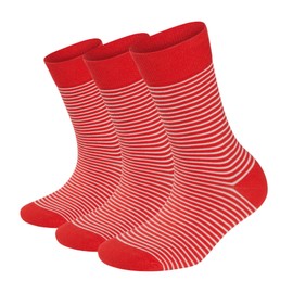 Phoenix Socks 3 Pairs Socks For Womens Organic Cotton Casual Crew Colorful Thin Striped Calf Socks Stylish and Fun Soft Dress Hosiery Breathable Moisture Wicking Fit Snug and Reinforced (Pomegranate)