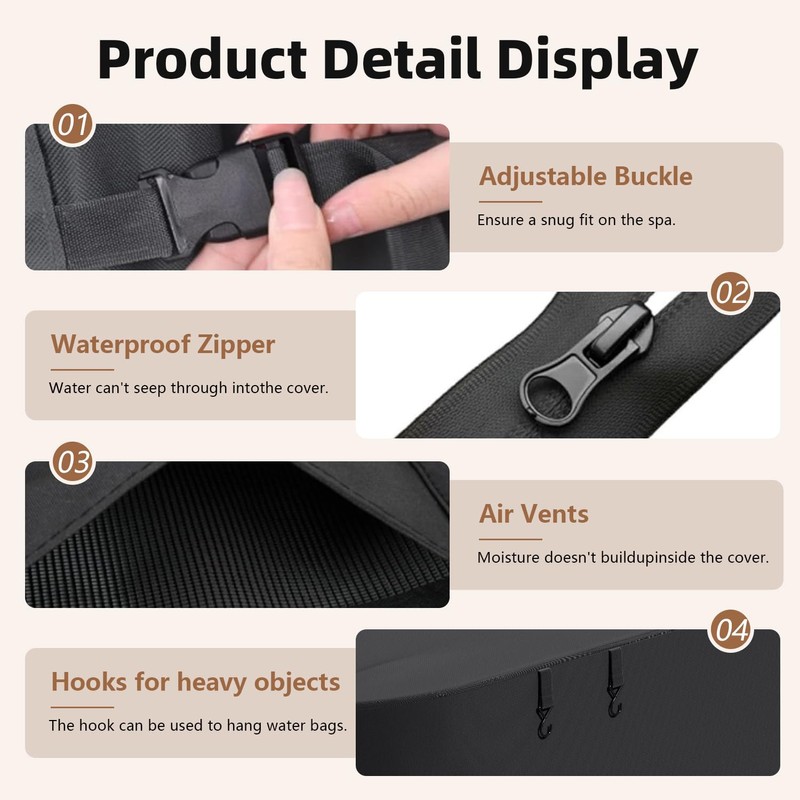 Wnanan Hot Tub Waterproof Cover, 90"X90" Heavy Duty Protector, Dust