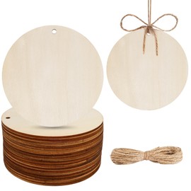 HOLDLEAF Pack of 18 Round Wooden Discs with Hole