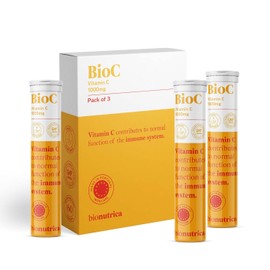BioC- Vitamin C 1000mg Fizzy (60 Tabs) - Powerful Antioxidant | Immune Support and Anti-Inflammatory | Vegan-Friendly, Vegetarian, and Non-GMO