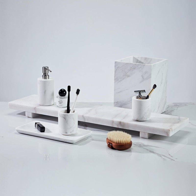 White Marble Bath Accessories (Vanity Tray)