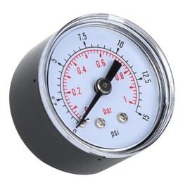 Mechanical Pressure Gauge Air Pressure Gauge Mechanical Pressure Gauge for Air Oil Water 1/8 Inch BSPT Return Connection (0-15 psi, 0-1 bar)