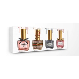 Stupell Industries Makeup Collection Nail Polish Pink Grey Red Fashion, Design by Artist Ziwei Li Wall Art, 10 x 24, Canvas