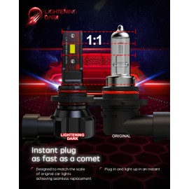 LIGHTENING DARK 9005+9006 Light Bulbs, HB3+HB4 Fog Bulbs Combo 6500K Xenon White Extremely Bright Wireless Fanless (Pack of 4)