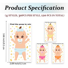 PLIGREAT 120 Pcs Baby Shower Scratch Off Cards with Stickers Funny Idea Ice Breaker Activity Scratch Ticket Cute Star Moon Scratch Raffle Cards for Celebration Party Activity Supplies