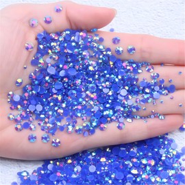 Flatback Rhinestones Round Gems for Nails Art and Crafts 4000Pcs SS6 2mm AB Crystals Glitter Stone DIY Bags Clothes Shoes (Sapphire AB)
