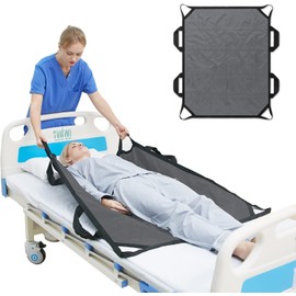 Bed Positioning Pad for Turning, Lifting & Sliding, 50" X 40" Multipurpose Waterproof Transfer Sheet with Reinforced Handle, Reusable Washable Patient Positioning Sheet for Bedridden, Caregiver, Gray