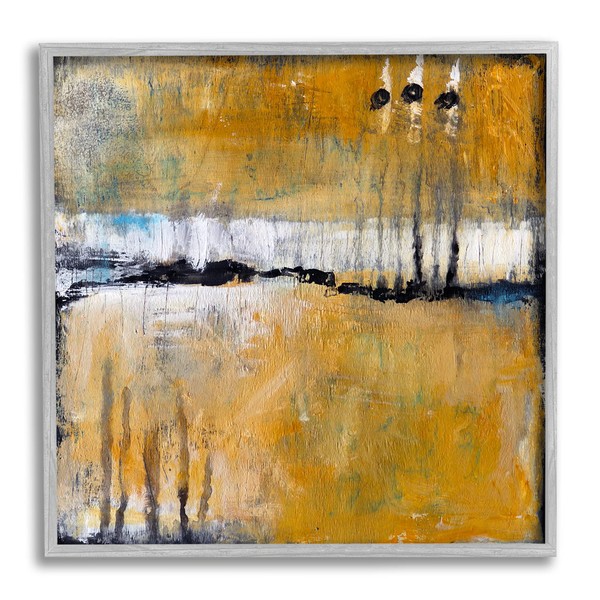 Stupell Industries Urban Yellow Black Paint Abstraction Industrial Shapes, Designed