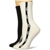 HUGO Womens 2-pack Tape Logo Design Ribbed Quarter Length Socks,
