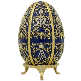 BestPysanky 1895 Twelve Monograms Royal Imperial Metal Easter Egg