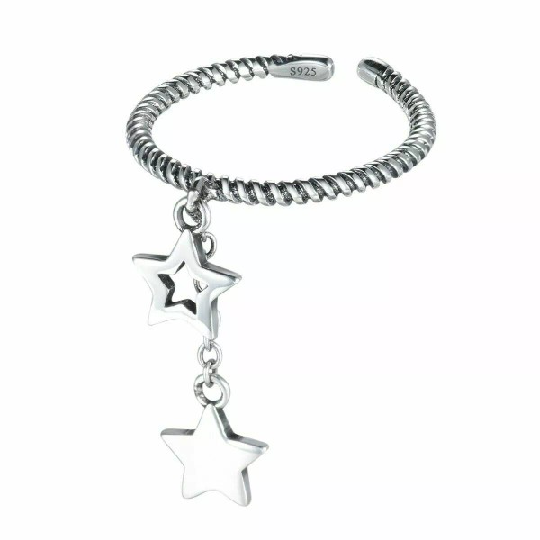 Unbranded Real 925 Sterling Silver Charm Star Pendant Ring Twisted