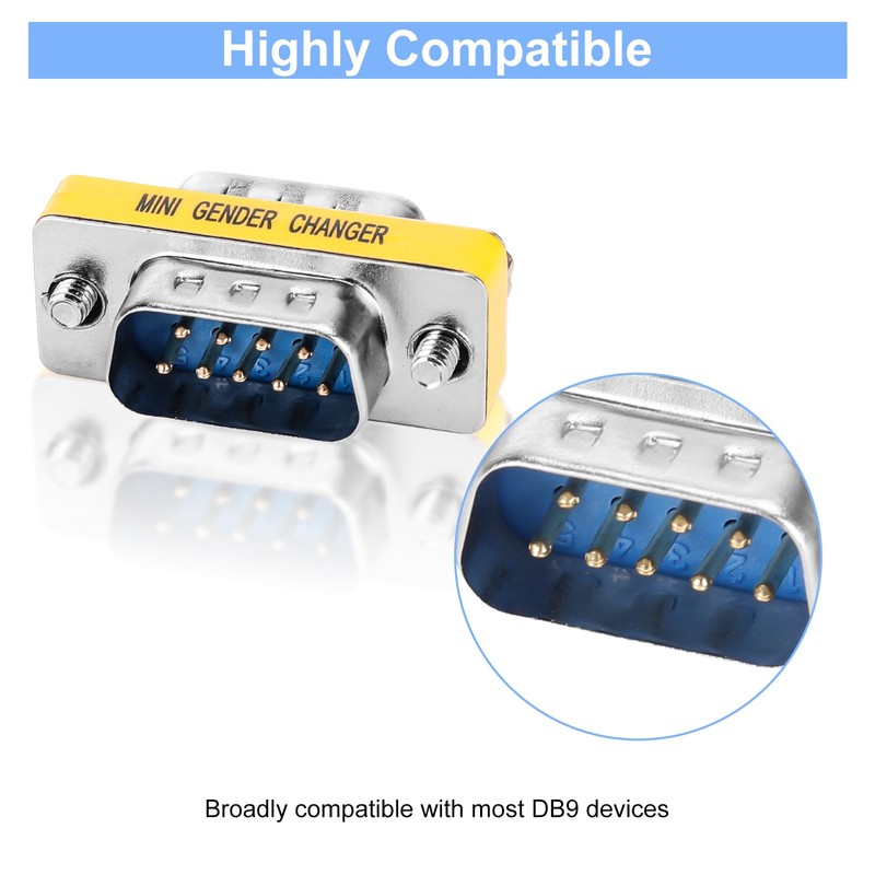 ENUODA 2 Pack Gender Changers 9 Pin Male to Male