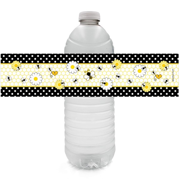 Bumble Bee Party Water Bottle Labels - 24 Stickers