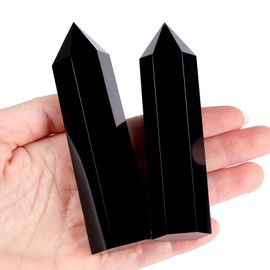 SAHOOTTIE Black Obsidian Crystal Point Obsidian Tower Gemstone Obsidian Stone Obsidian Crystals and Gemstones Healing Crystals Point 1 Piece