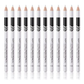 Go Ho 12 PCS White Eyeliner Pencil Set,Waterproof Eyebrow Hair Barber Pencil,Long-lasting Sweat-proof Eyeliner Makeup Brow Tint Pen(White)