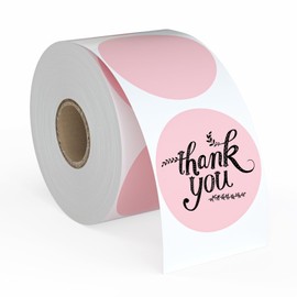 Cute Pink Thermal Labels, 2" Thermal Printer Labels for Name Tag, DIY, QR Code, Self-Adhesive Address Shipping Stickers, Blank Circle Sticker Labels Compatible with Zebra, Rollo, MUNBYN,750Lables