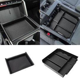 EDBETOS 2PCS/Set Center Console Organizer Compatible with 2022 2023 2024 2025 2026 Toyota Tundra Accessories Armrest Secondary Storage Box Middle Insert Tray (Not for The Console w/Safe)