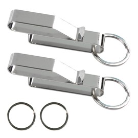 LVYKING 2 Pcs Tactical Key Holder, Stainless Steel Duty Belt Key Holder, with Detachable Keyring, Integrated Molding Model, Silver