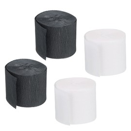 MECCANIXITY Crepe Paper Streamers 4 Rolls 32ft in 2 Colors for Rainbow Party Decorations Wedding Ceremony Birthday Christmas Decoration(Black/White)