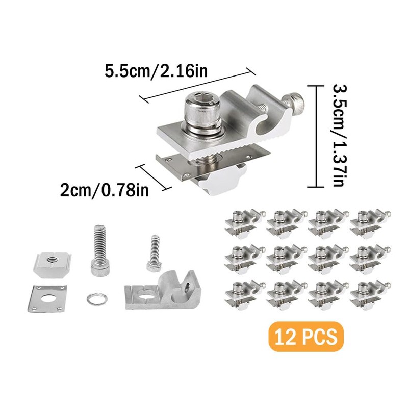Kellegour 12Pieces Solar Panel Grounding Clamp,Mounting Solar Module,Solar Panel Grounding
