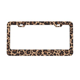 Leopard Print License Plate Covers, Cheetah License Plate Frame, Aluminum License Plate Holders, Women & Men Car Tag Frame with Screws, 6 X 12 in