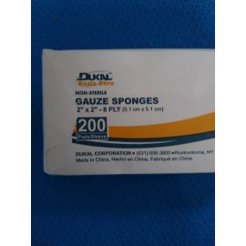 Dukal #8505 Gauze Sponges 2" x 2" - 8 PLY, Pack of 200 Pads