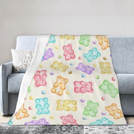 Gummy Bear Throw Blanket, 320GSM Flannel Blankets for Women Girls Kids Boys Men, Gummy Bears Blanket Super Soft Cozy for Bed Sofa Couch Gifts (Bears, 60"x50")