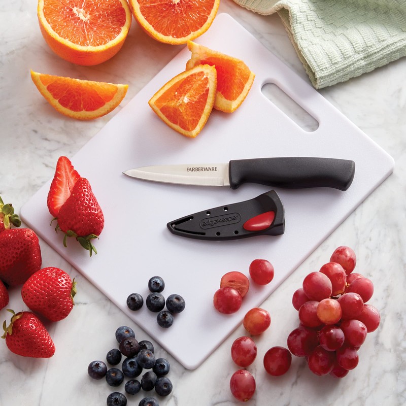 FARBERWARE Reversible Plastic Cutting Board, 8x10 Inch, White, Dishwasher Safe,