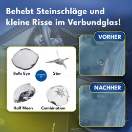 ATG® Steinschlag Reparaturset Windschutzscheibe mit UV-Lampe - Universelles Auto Glas Reparatur Set - Profi Windschutzscheibe Reparaturset - Schnell & einfach - Praktisches Steinschlag Reparatur Set