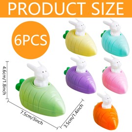 Pack of 6 Wind Up Rabbits with Carrot, Easter Gifts, Rabbit Clockwork Toy Car, Retractable Car Toy, Wind Up Toy, Pull Cars, Party Egg Basket Gift for Children, Boys, Girls