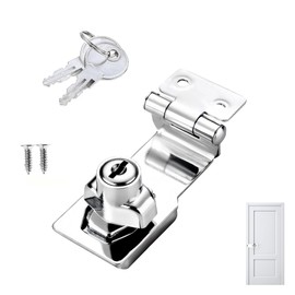 1PCS Keyed Hasp Lock Hasp and Staple 90 Degrees Padlock Hasp 3 Inch Hasp Lock Barn Door Lock Heavy Duty Shed Twist Knob Keyed Locking for Door Shed Cabinet Garden Window Cupboard