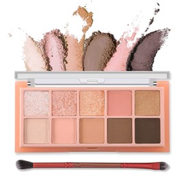 Paleta De Maquillaje De Sombras De Ojos De 10 Colores - Sombra De Ojos Mate Desnuda, Ultra Difuminable, De Larga Duración, Paleta Profesional De Sombras De Ojos Neutras Mates Y Brillantes Desnudas Con Pincel (1#)