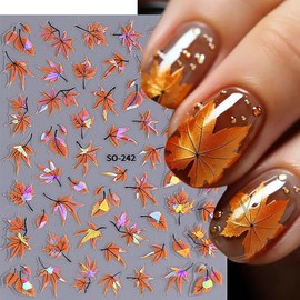 6 Sheets Fall Nail Stickers for Nail Art 3D Self-Adhesive Maple Leaf Nail Art Stickers Pumpkins squirrel Ginkgo Leaf Nail Design Autumn Nail Decals Nail Art Supplies for Women Acrylic Nails Decoration