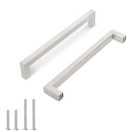 10 Pack Probrico 1/2 in Stainless Steel Square Corner Bar Kitchen Cabinet Door Handles Brusehd Satin Nickel Hole Centers 7-1/2 inch 192mm