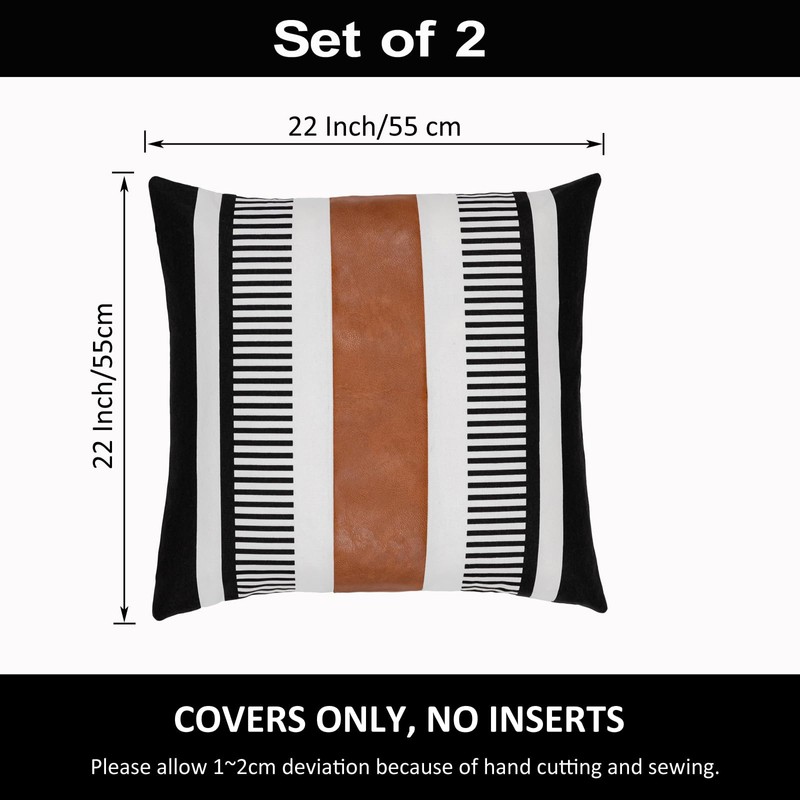 Vfuty Set of 2 Black White Boho Pillow Cover with