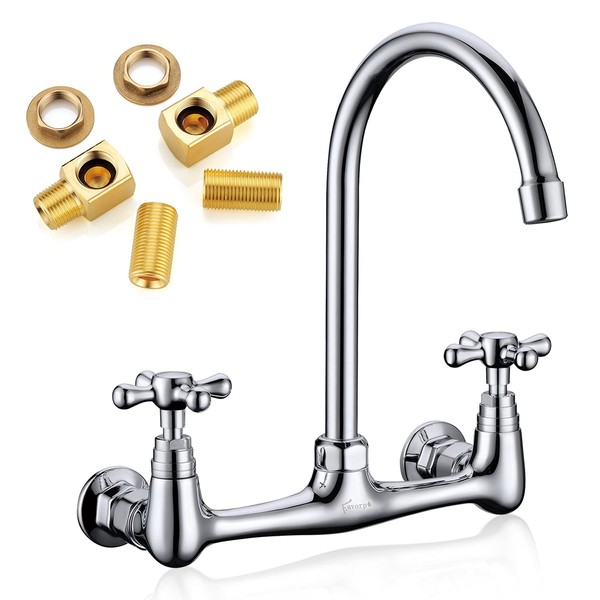 Commercial Kitchen Faucet, Favorpo 8 Inches Center Wall Mount Faucet