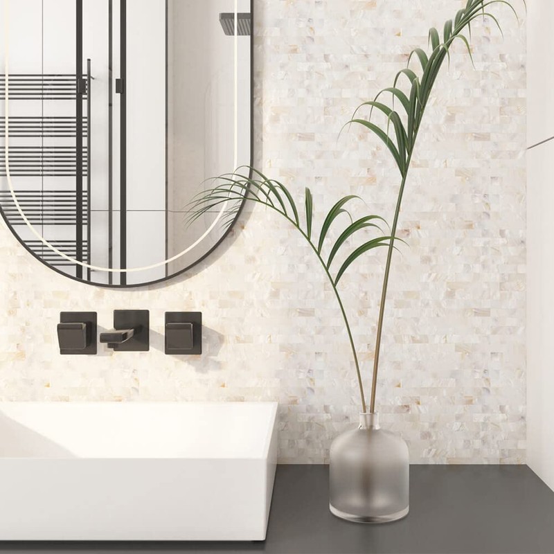 Diflart Mother of Pearl Peel and Stick Backsplash Subway Mosaic