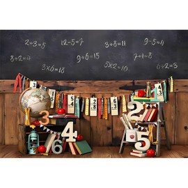 YongFoto 8x6ft Back to School Theme Backdrop Old Classroom Interior Chalkboard Writing Globe Book Photography Background for Student Teacher Kindergarten Online Class Graduation Photo Studio Props