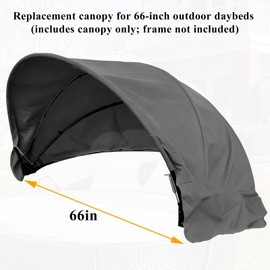 Outdoor Daybed Canopy Replacement,Patio Round Rattan Wicker Sunbed Canopies,66'' Round Retractable Daybed Top Cover,Waterproof UV & Fade Resistant(Only Canopy) (Dark Gray, 66in)