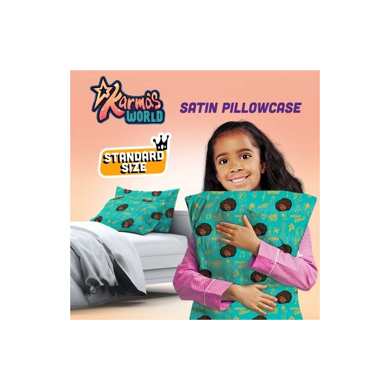 Karma's World Teal Karma Quotes Satin Pillowcase