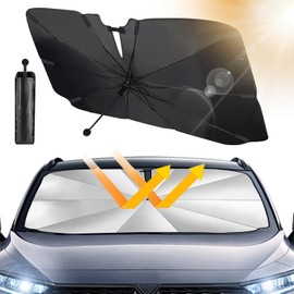 Beshine Sun Protection Windscreen 2025 Rotatable Foldable Car Parasol - Carbon Fibre Skeleton, Heat-Insulated, Efficient UV Protection (145 x 83 cm)