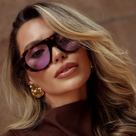 CZDLDNXS Tortoise Shell Retro Aviator Sunglasses for Women Men Trendy Oval Purple Sunglasses Chunky Tinted 70s Pilot Glasses (tortoise shell frame/purple lens)