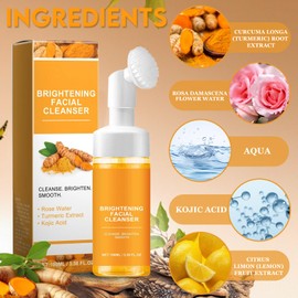 Turmeric Facial Cleanser 100ml, Turmeric Glow Face Wash Turmeric & Kojic Acid Foaming Brightening Face Wash, Turmeric Cleansing Foam für jede Haut, Kurkuma Reinigungsschaum Gesicht