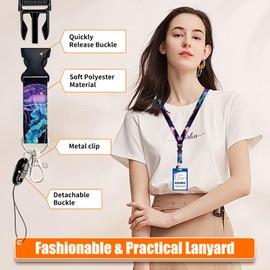 Jellyfish Lanyards for ID Badges, Funny ID Badge Holder with Breakaway Lanyard Retractable Badge Reel, ID Card Holder Keychain Name Badge Clip for Teacher Nurse Student