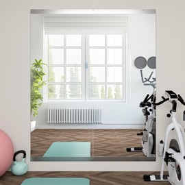 NEUWEABY Home Gym Mirror, 57''X24''-2PCS Full Body Mirror for Yoga, Full Length for Fitness, Workout Dance Studio, Garage Tempered Glass Frameless, Large Wall Workout